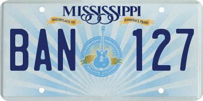 MS license plate BAN127