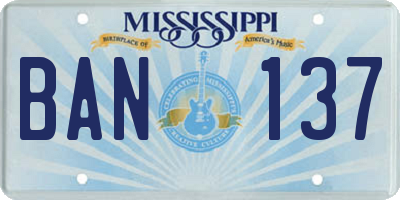 MS license plate BAN137