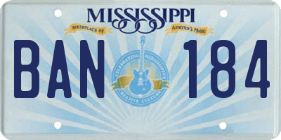 MS license plate BAN184
