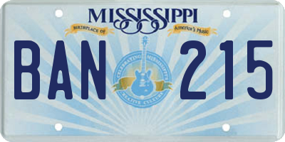 MS license plate BAN215