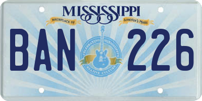 MS license plate BAN226