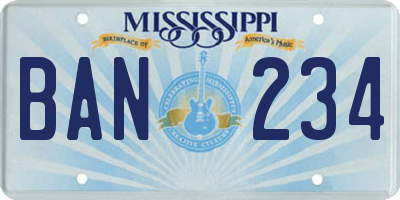 MS license plate BAN234