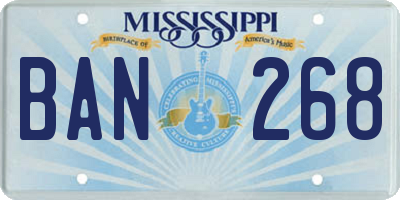 MS license plate BAN268