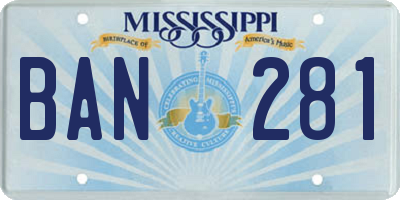 MS license plate BAN281