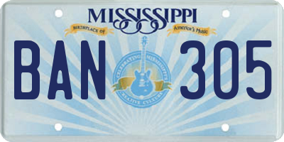 MS license plate BAN305