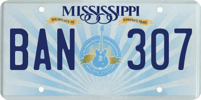 MS license plate BAN307