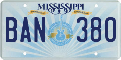 MS license plate BAN380