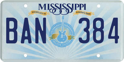 MS license plate BAN384