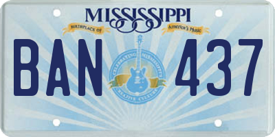 MS license plate BAN437