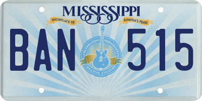 MS license plate BAN515