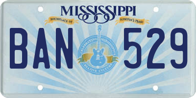 MS license plate BAN529
