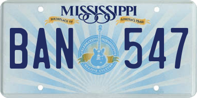 MS license plate BAN547