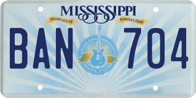 MS license plate BAN704