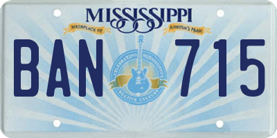 MS license plate BAN715