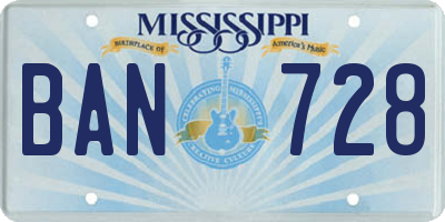 MS license plate BAN728