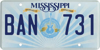 MS license plate BAN731