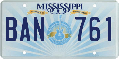 MS license plate BAN761