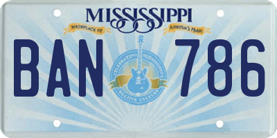 MS license plate BAN786