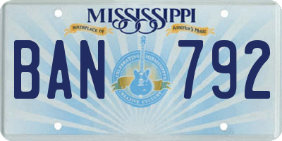 MS license plate BAN792