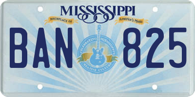 MS license plate BAN825