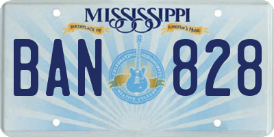MS license plate BAN828