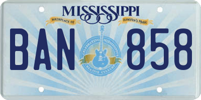 MS license plate BAN858