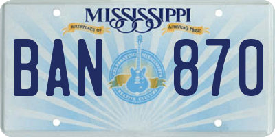 MS license plate BAN870