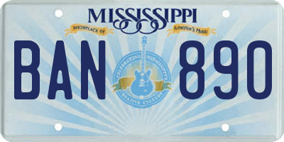 MS license plate BAN890