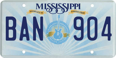 MS license plate BAN904