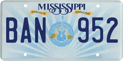 MS license plate BAN952