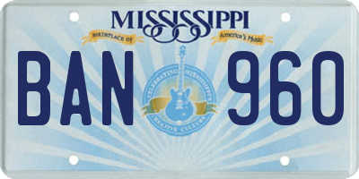 MS license plate BAN960