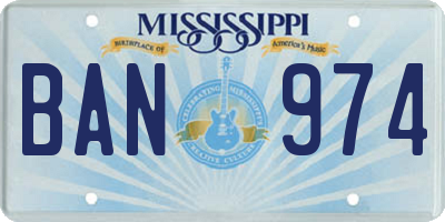MS license plate BAN974