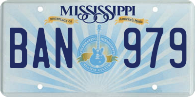 MS license plate BAN979