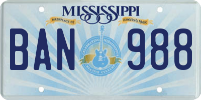 MS license plate BAN988