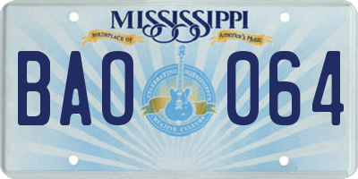 MS license plate BAO064
