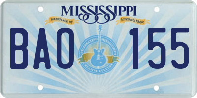 MS license plate BAO155