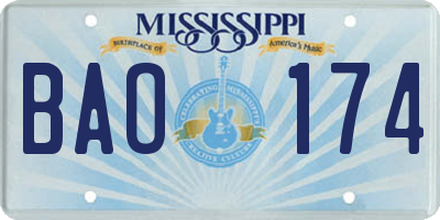 MS license plate BAO174
