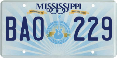 MS license plate BAO229