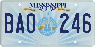 MS license plate BAO246