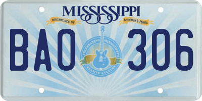 MS license plate BAO306