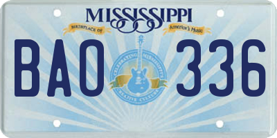 MS license plate BAO336
