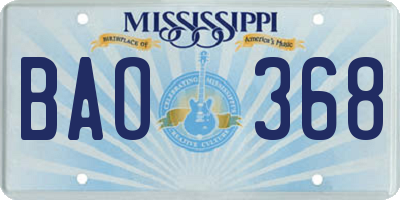 MS license plate BAO368