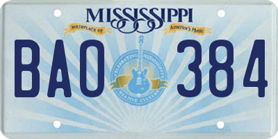 MS license plate BAO384