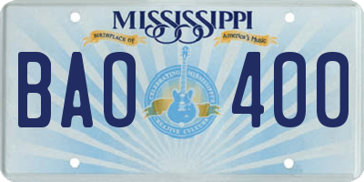 MS license plate BAO400