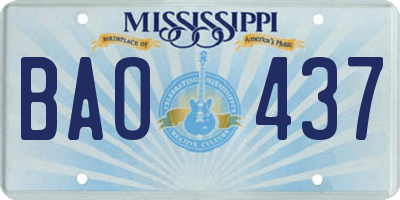 MS license plate BAO437