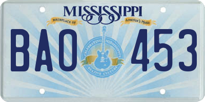 MS license plate BAO453