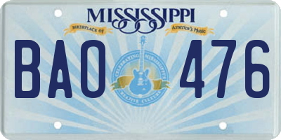 MS license plate BAO476