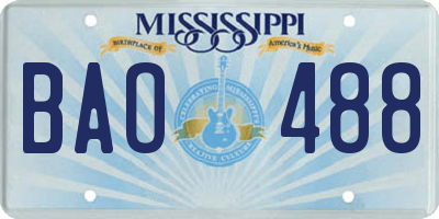 MS license plate BAO488
