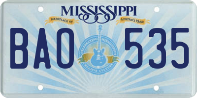 MS license plate BAO535