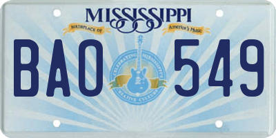 MS license plate BAO549